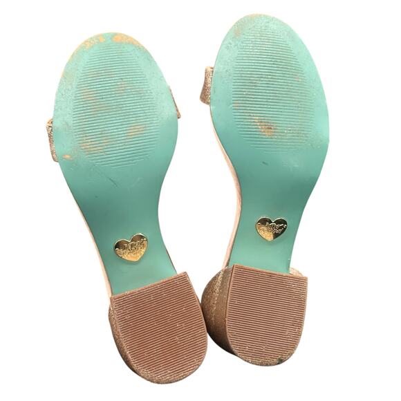 Betsy Johnson SB-MIRI Gold Glitter Block Heel Ankle Strap Sandals Women’s 7 - Picture 7 of 11